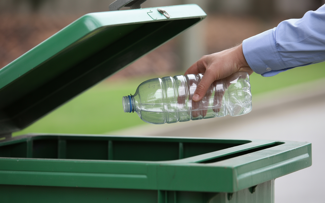 Image of man throwing away plastic bottle